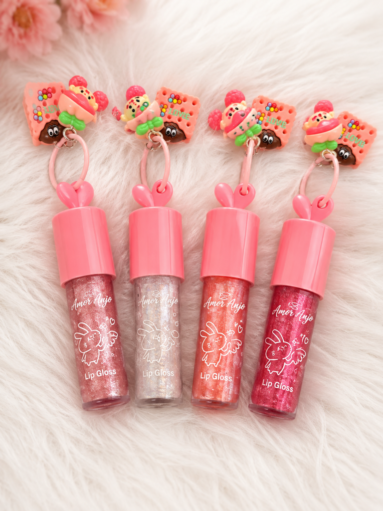 Brilho labial chaveiro de boneca e chocolate