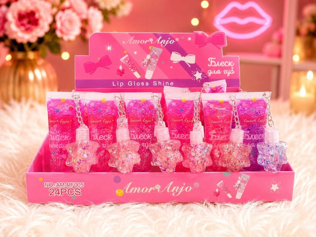 Gloss Labial Amor Anjo Estrela com Glitter